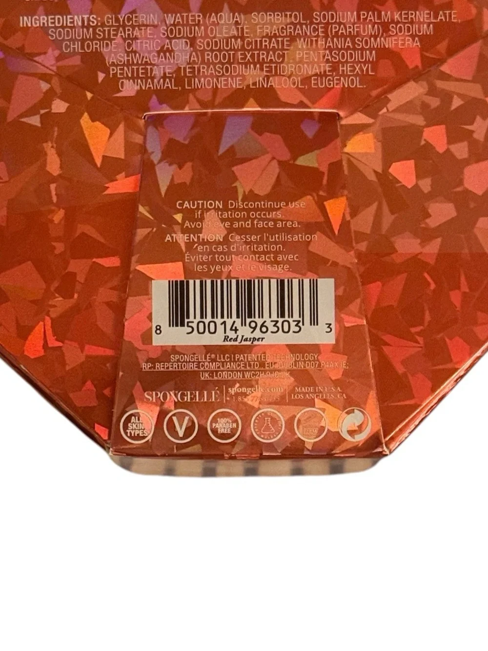 Spongelle Spiritual Detox Buffer Lunar Lime with Red Jasper Root Chakra Stone